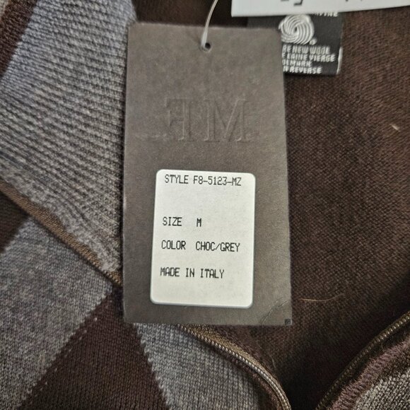 NWT Marco Fiori 100% Merino Wool Quarter-Zip Argyle Sweater - Picture 4 of 6